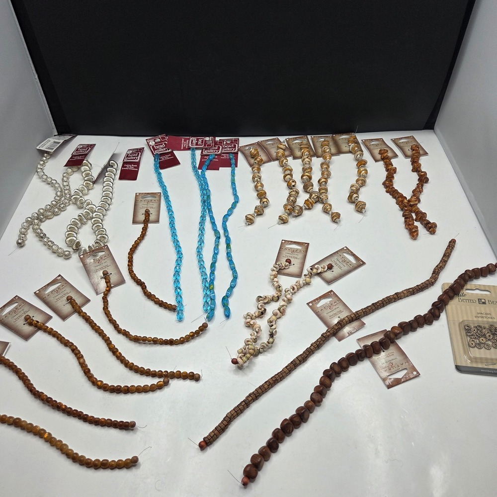 Natural Elegance Bead Gallery Mixed Lot Shell Wood Glass Resin Jewelry Making